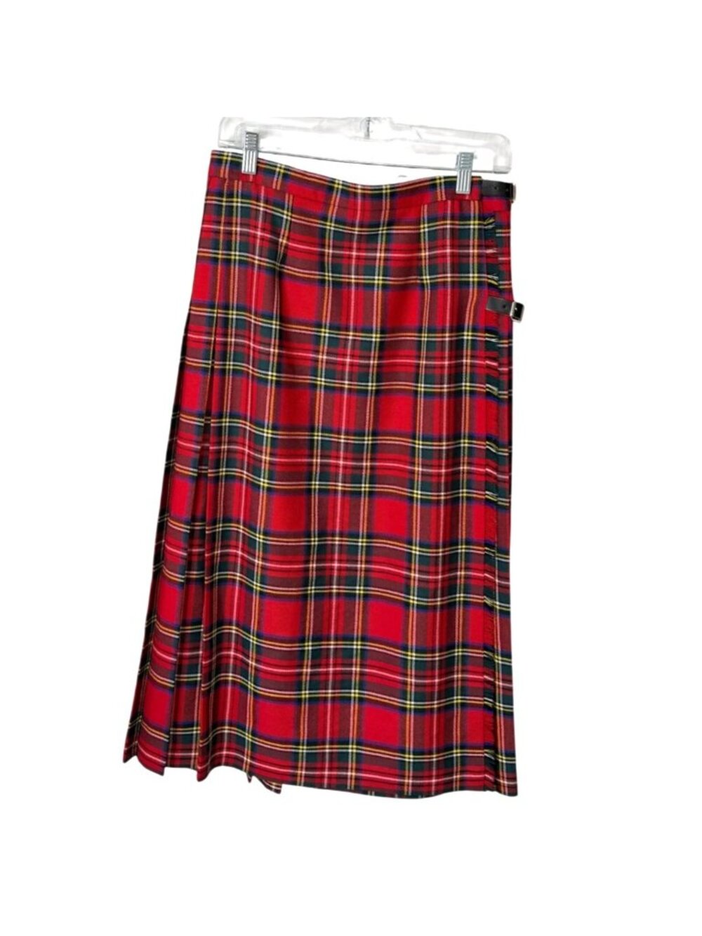 Strathmore Womens Size 14 Tartan Kilt Skirt Scotland Wool Red Plaid Pleated - Picture 2 of 5